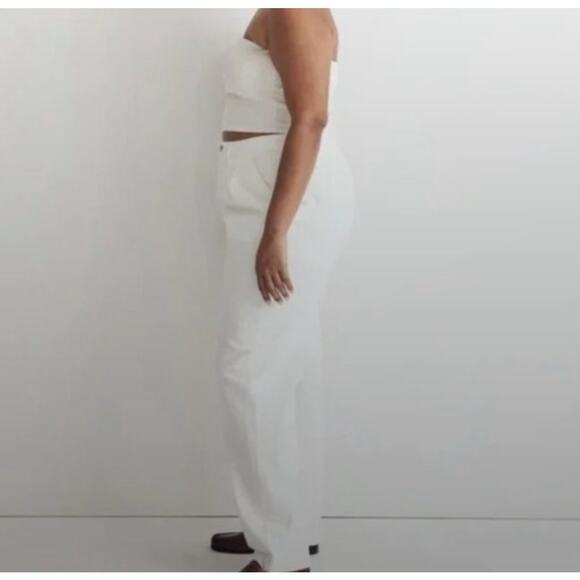 Madewell Baggy Straight Jeans Tile White Size 32 NWT High Rise Pleated - Picture 3 of 6